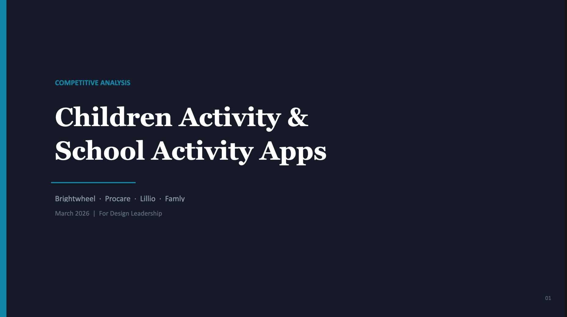 Competitive analysis cover — Children Activity & School Activity Apps