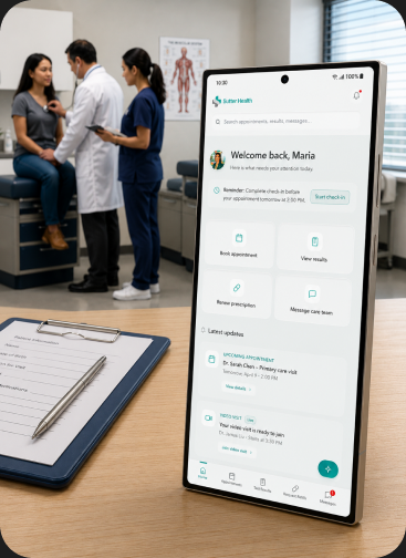 Sutter Health patient portal app on phone